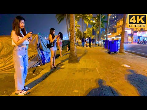 [4k] How is thailand now ? Pattaya beach road freelancers | 2024
