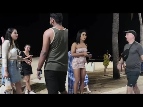 [4k] Pattaya beach road freelancers | pattaya 2024 |