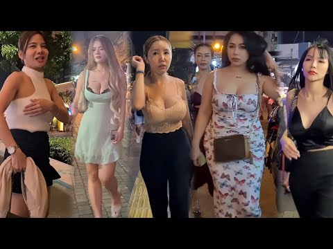 [4K] Thailand Pattaya Midnight Street Walking Finding So Many Pretty Ladies, Freelancers & Ladyboy