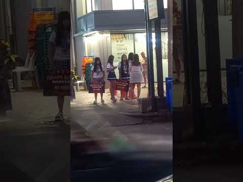 Cute Bar Girls in Uniform on Beach Road Pattaya