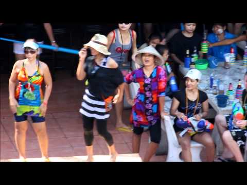 Songkran Pattaya water festival Bar Girls Get Wet on street & inside bars.