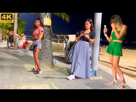 [4K] How is Thailand Now? Pattaya Beach Road, Freelancers!