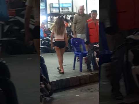 Bar Girls Walking to Get Some Food in Pattaya in Hot Pants