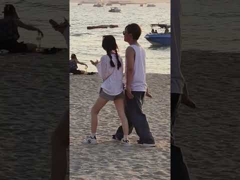 Chinese Girls Holidaying on the Beach in Pattaya Thailand
