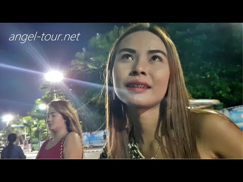 Pattaya beach road interview with a stunning looking girls and only 1000 ST