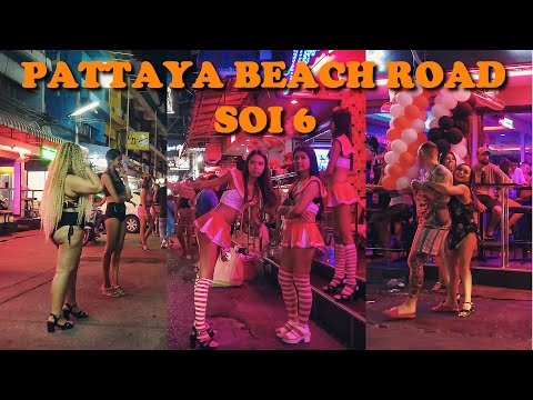 Pattaya Nightlife 👯 Soi 6 bar ladies and Beach Road freelancers girls 4k night walk scenes – 2023