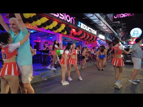 [4K] Pattaya Beach Road Tour At Night